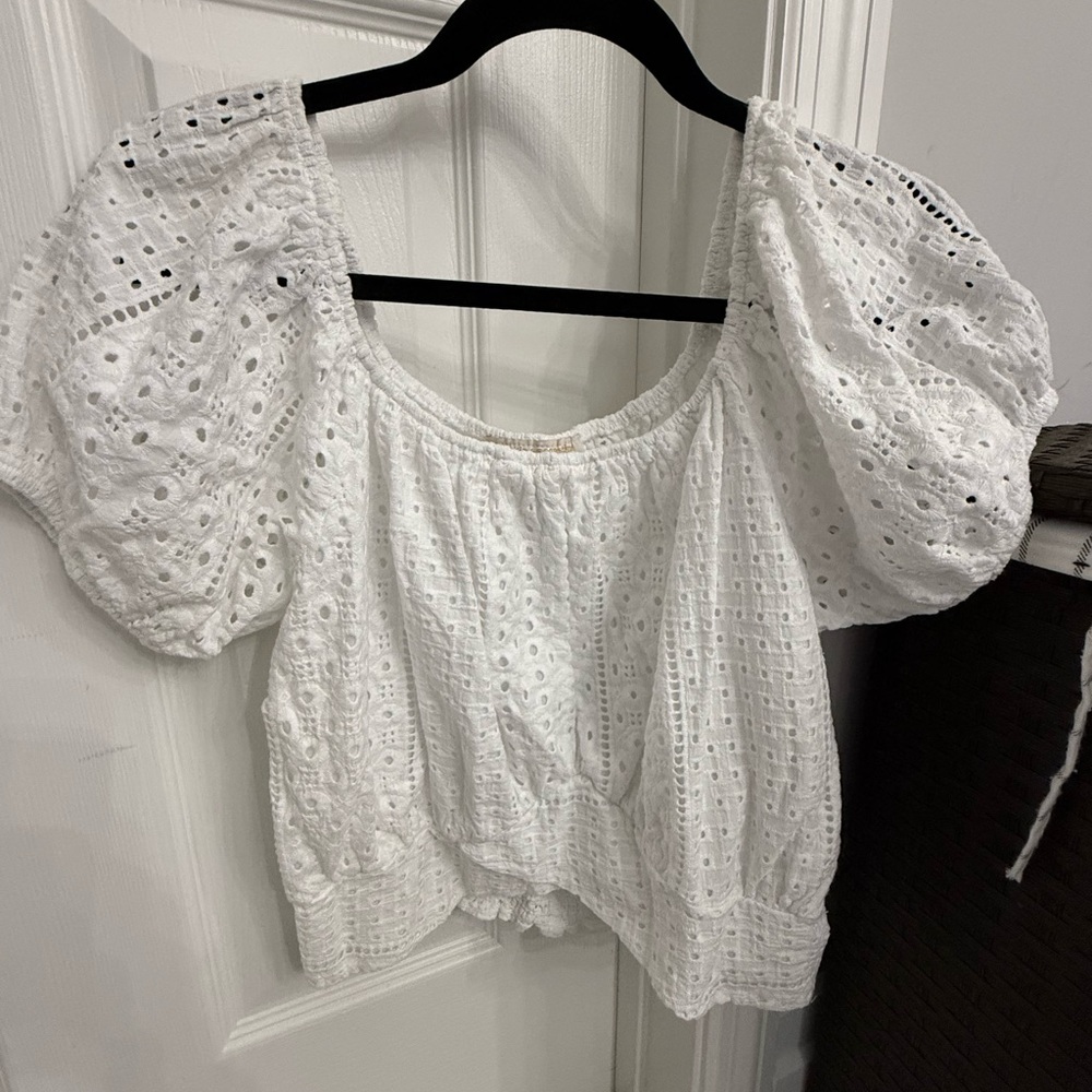 Elegant White Eyelet Blouse for Women